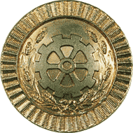 Знак изготовлялся из томпака. D = 45 mm.