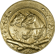 Знак изготовлялся из томпака. D = 45 mm.